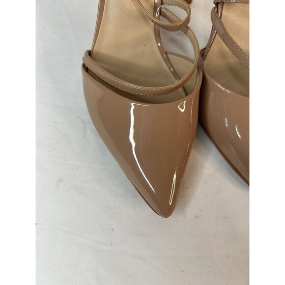 Aldo Womens Beige Patent Leather Strappy Slingback Heels - Picture 6 of 11